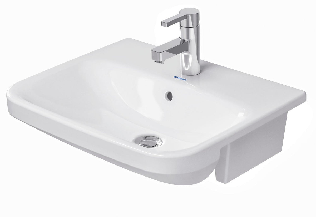 Duravit DuraStyle Halbeinbauwaschtisch 550 mm mit WonderGliss, 1 Hahnloch, Überlauf, weiß
