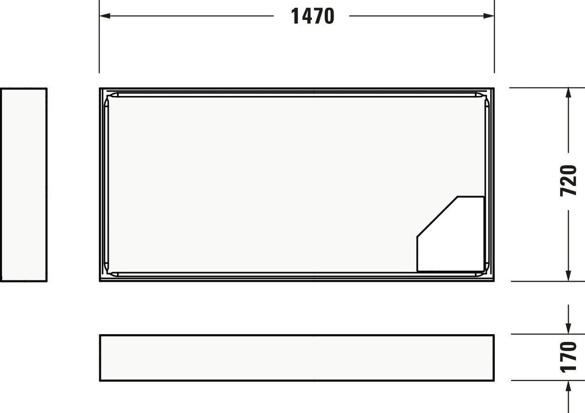Duravit D-Code Wannenträger 1270x720x170 mm – Polystyrol, rechteckig