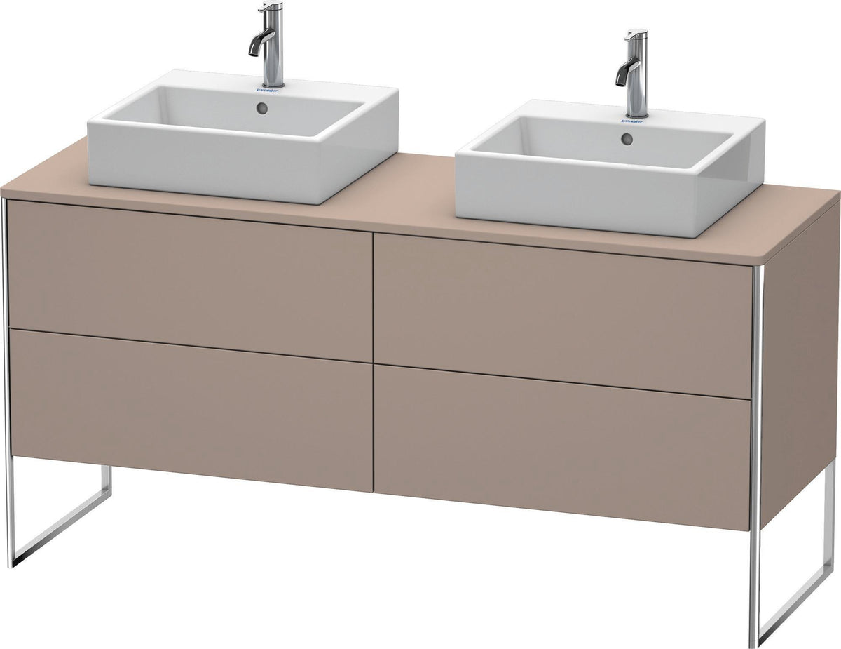 DURAVIT XSquare Waschtischunterbau 1600 mm betongrau matt, 4 Schubkästen, Tip-On, bodenstehend