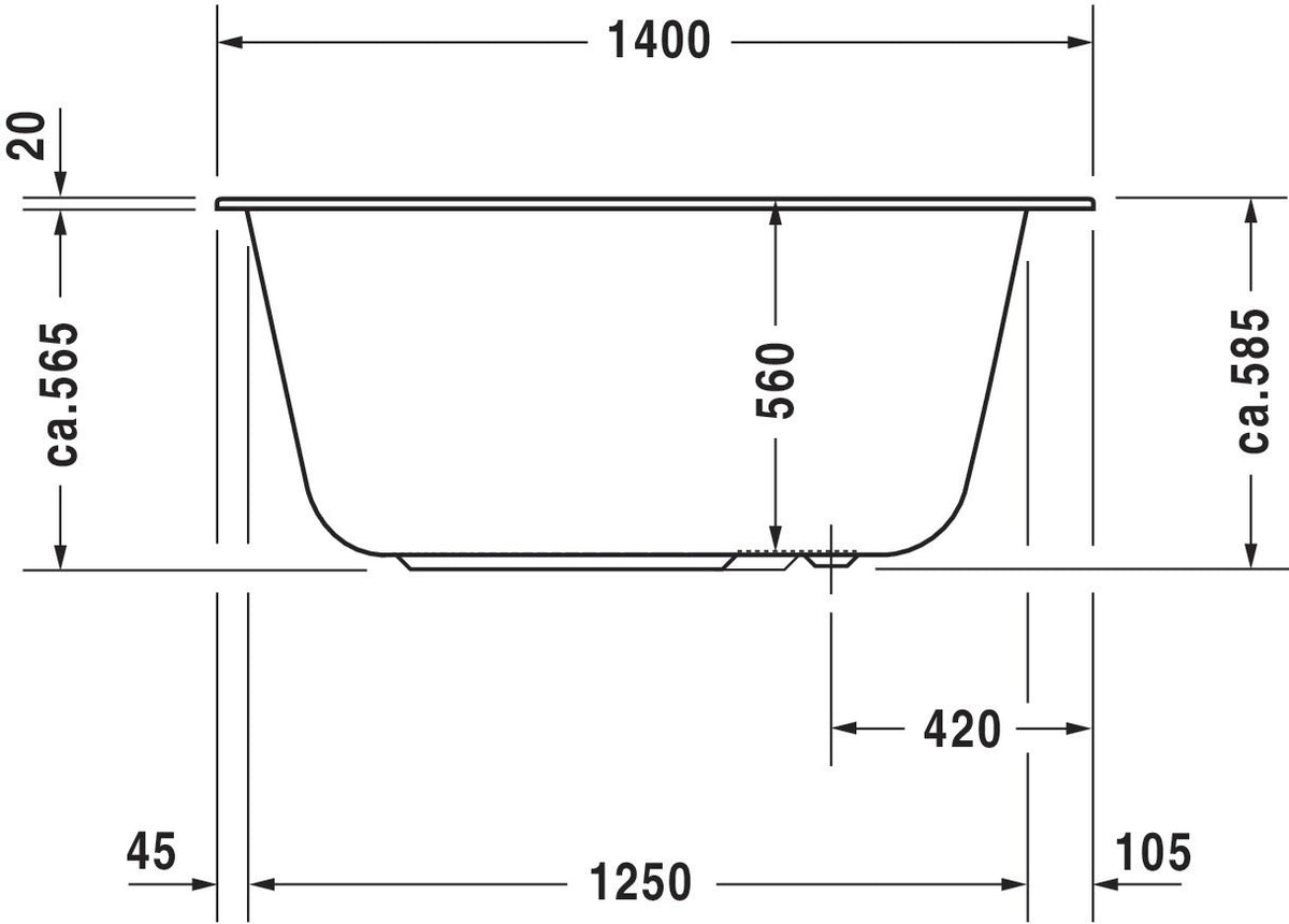 DURAVIT DuraStyle Rechteck-Badewanne 1400x800mm weiß Acryl Einbauwanne