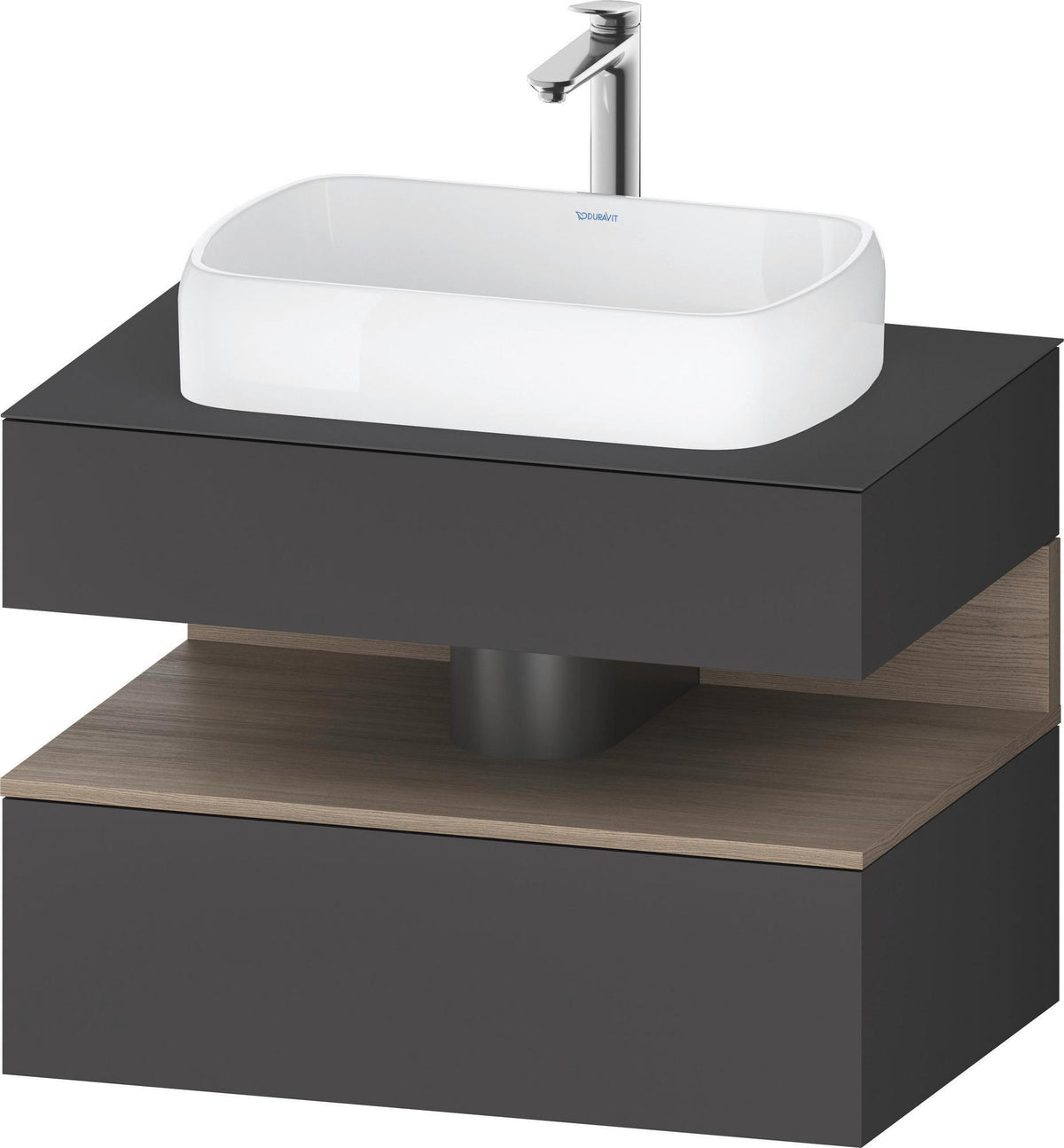 DURAVIT Qatego Konsolenwaschtischunterbau 800 mm Basalt Matt – Wandhängend mit Tip-On & LED