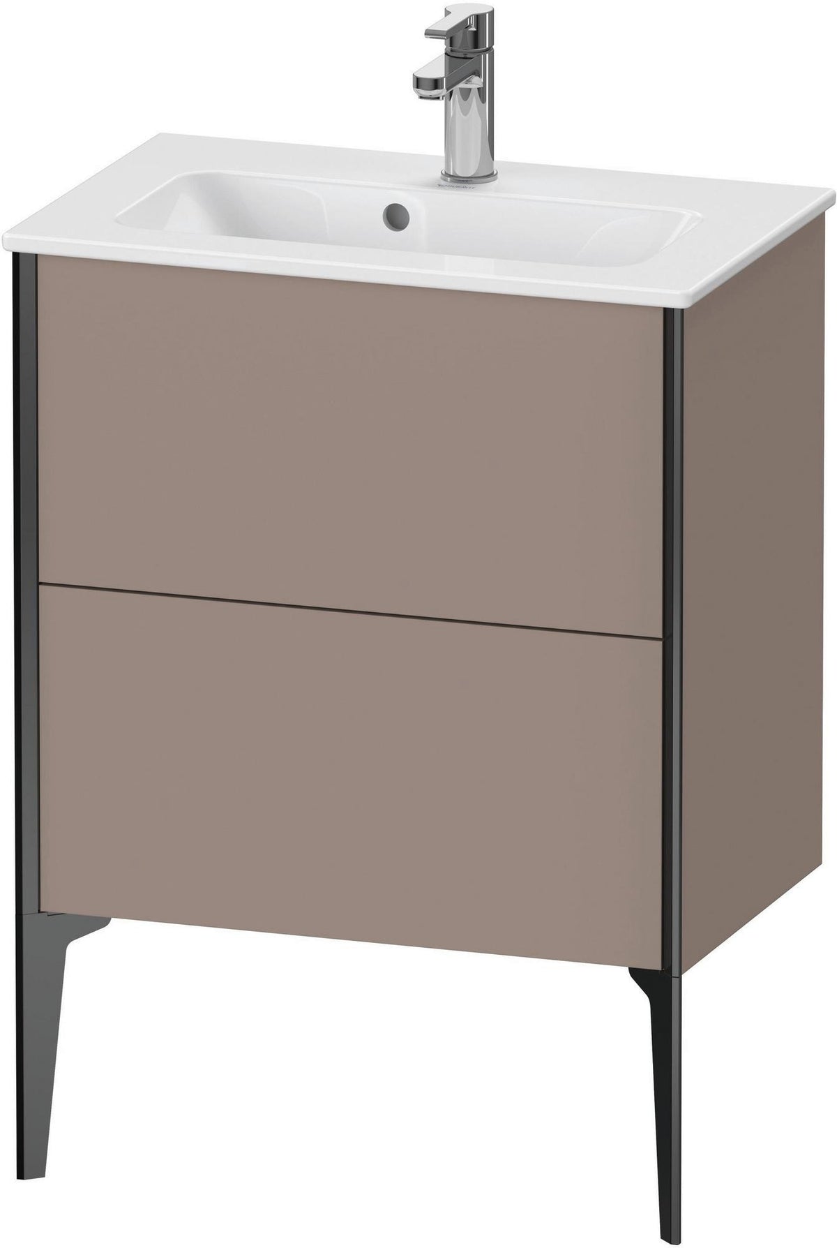 Duravit XViu Waschtischunterbau bodenstehend 610 mm, 2 Auszüge, champagner matt/weiß matt