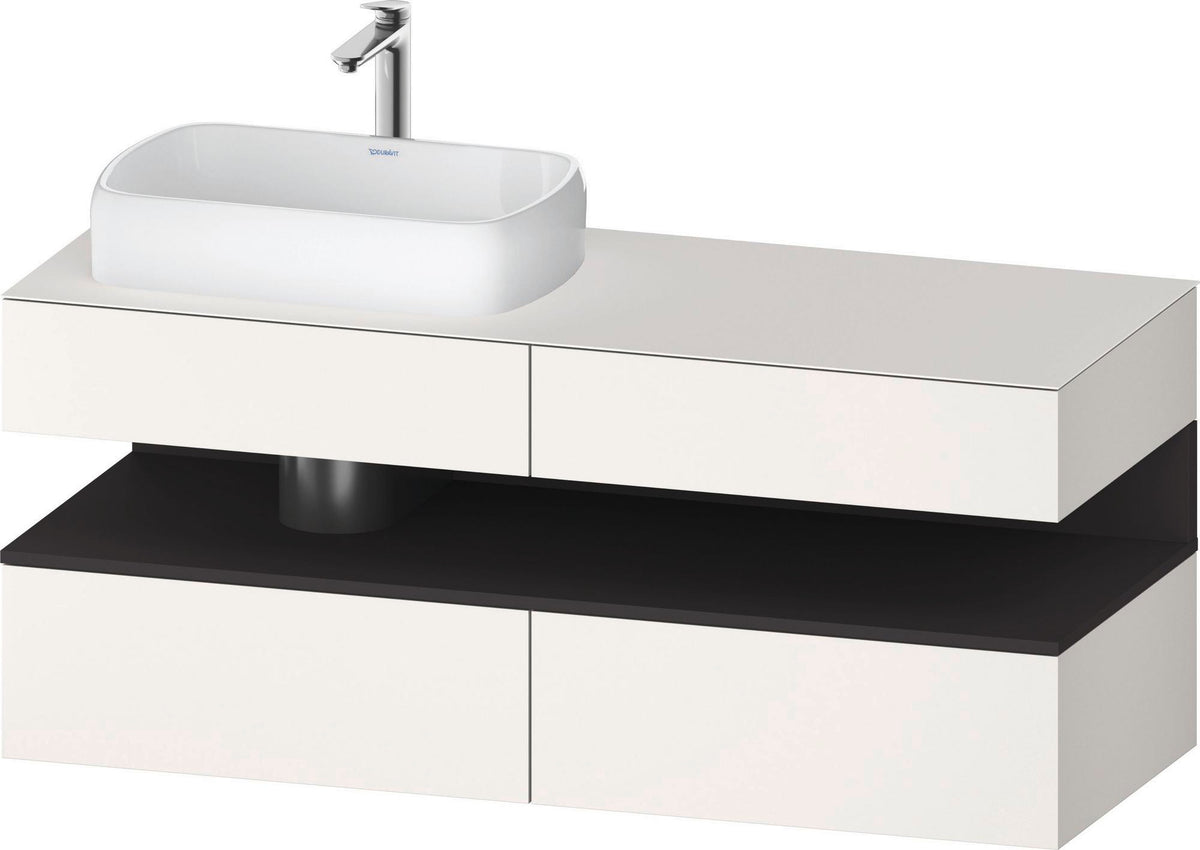 Duravit Qatego Konsolenwaschtischunterbau 1400 mm weiß hochglanz mit Eiche schwarz Nische