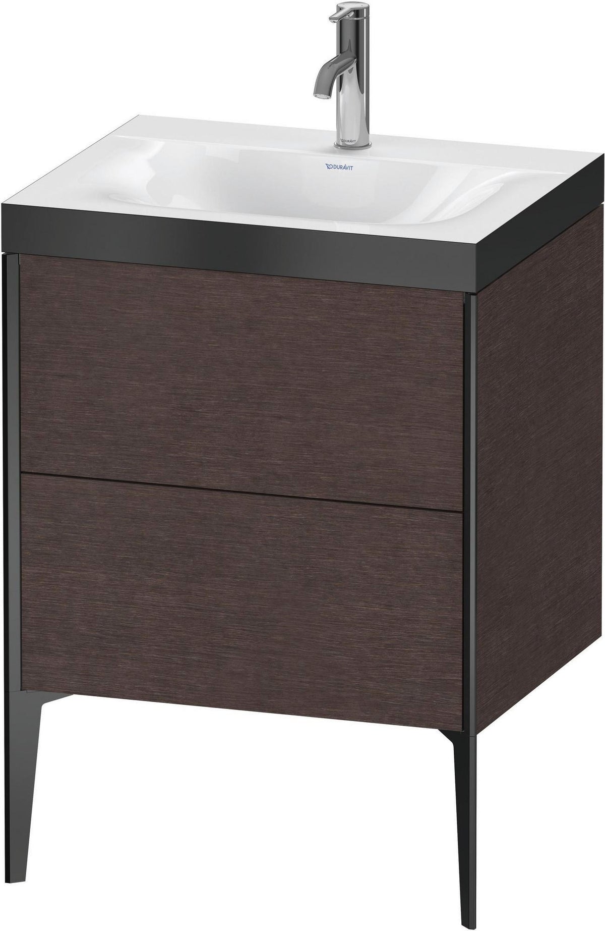 DURAVIT XViu Waschtischunterbauset 610x600x480mm, 2 Auszüge, Schwarz matt / Mediterrane Eiche