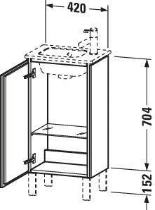 Duravit L-Cube Waschtischunterbau stehend 294x420x704mm mediterrane eiche 1 Tür links