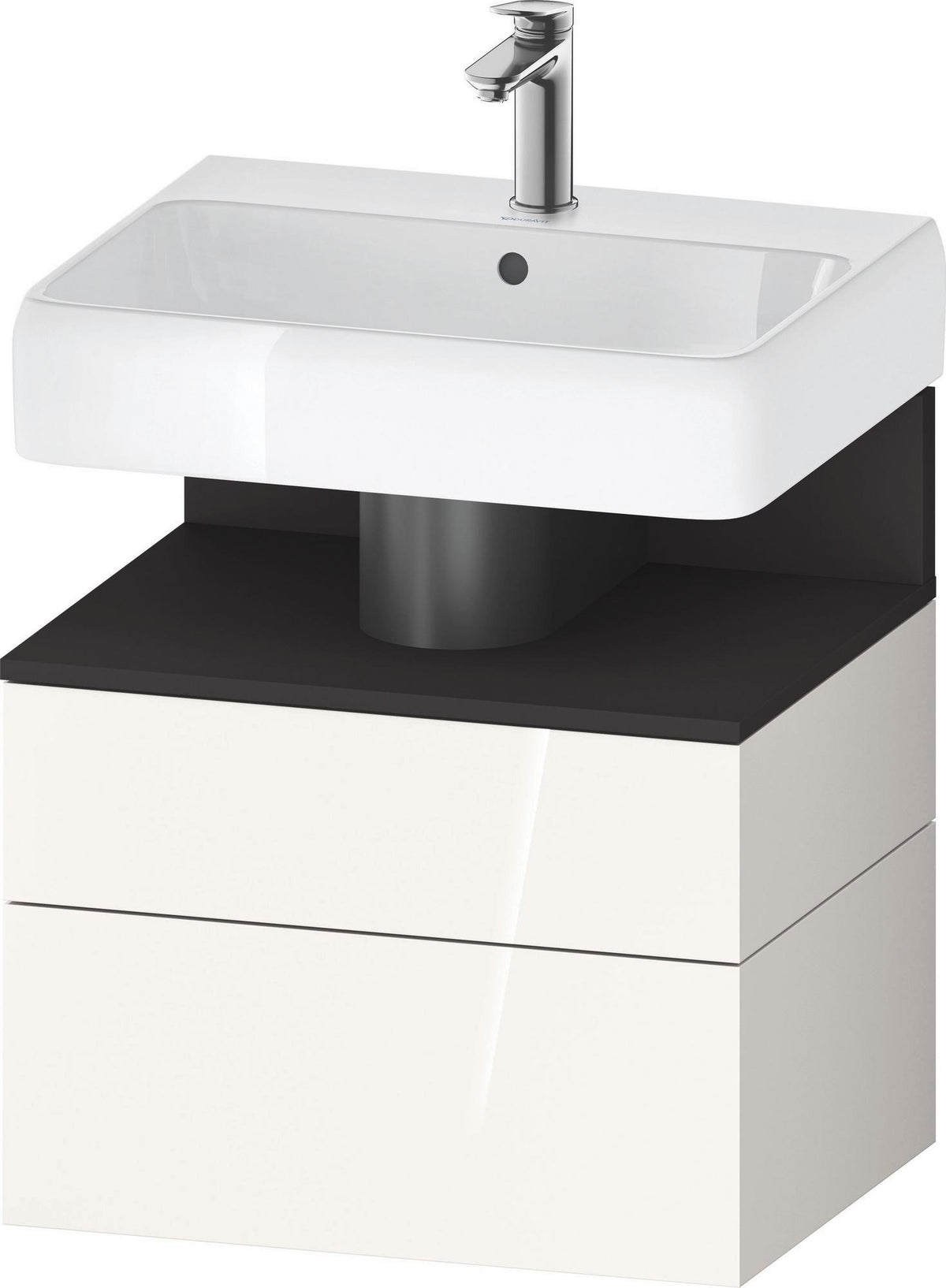 DURAVIT Qatego Waschtischunterbau 590 mm wandhängend, 1 Auszug, weiß Hochglanz, Nische Eiche Schwarz