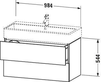 DURAVIT L-Cube Waschtischunterbau 984 mm, 2 Schubkästen, Weiß Matt, Wandmontage