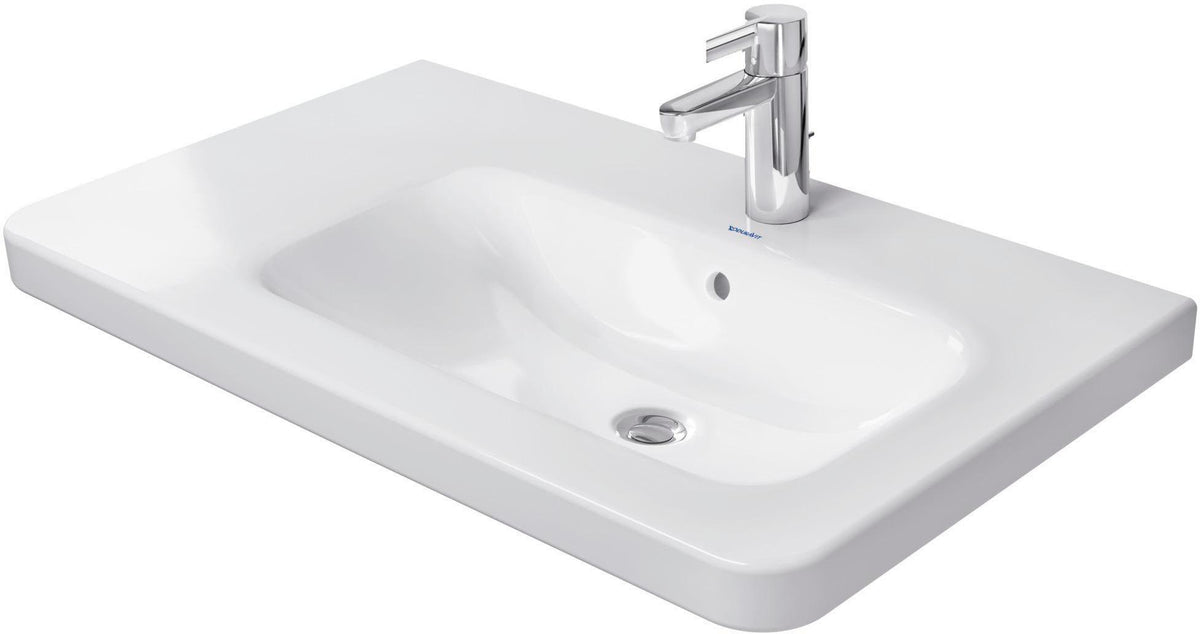 Duravit DuraStyle Möbelwaschtisch 800 mm mit Überlauf, Hahnlochbank und Becken rechts in Weiß