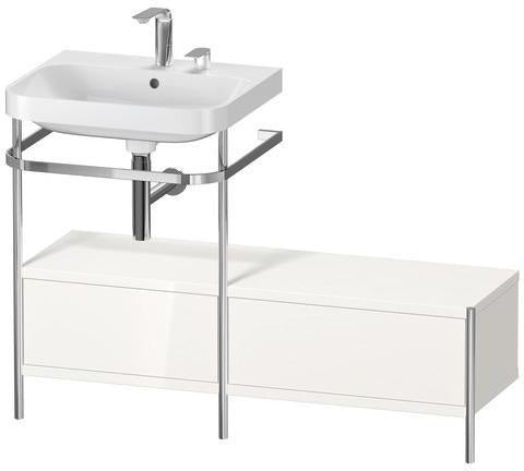 Duravit Happy D.2 Plus Waschtischset 1200 mm taupe supermatt – Einrichtungssystem Nussbaum rechts, bodenstehend, mit Hahnloch