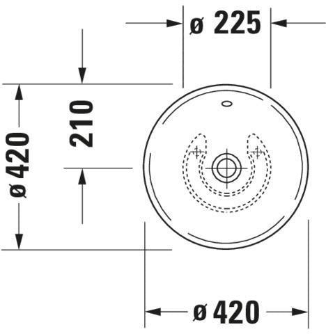 Duravit Design Classics Aufsatzbecken Bacino 420 mm rund, weiß, mit Überlauf und WonderGliss