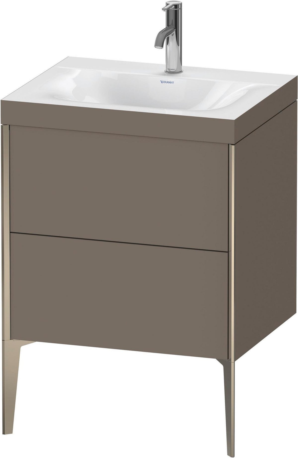 DURAVIT XViu c-bonded Waschtischunterbauset 610x600x480 mm, 2 Auszüge, champagner matt / dolomiti grey
