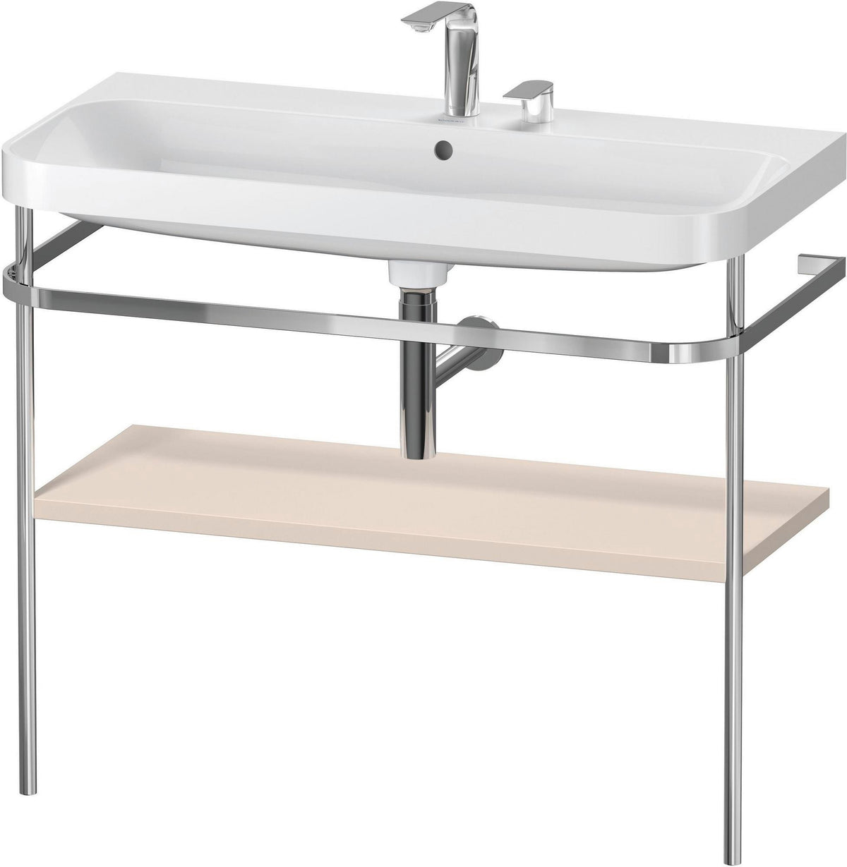 Duravit Happy D.2 c-shaped Waschtischset mit Metallkonsole, 975 mm, Taupe