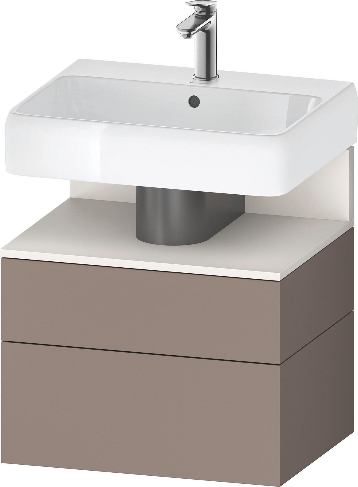 DURAVIT Qatego Waschtischunterbau 590 mm wandhängend, 1 Auszug, weiß Hochglanz, Nische Eiche Schwarz
