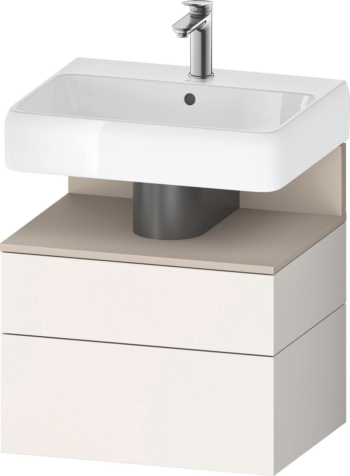DURAVIT Qatego Waschtischunterbau 590 mm wandhängend, 1 Auszug, weiß Hochglanz, Nische Eiche Schwarz