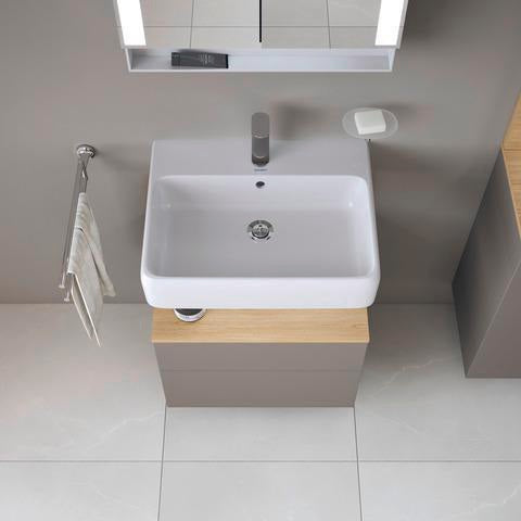 DURAVIT Qatego Waschtischunterbau 590 mm wandhängend, 1 Auszug, weiß Hochglanz, Nische Eiche Schwarz