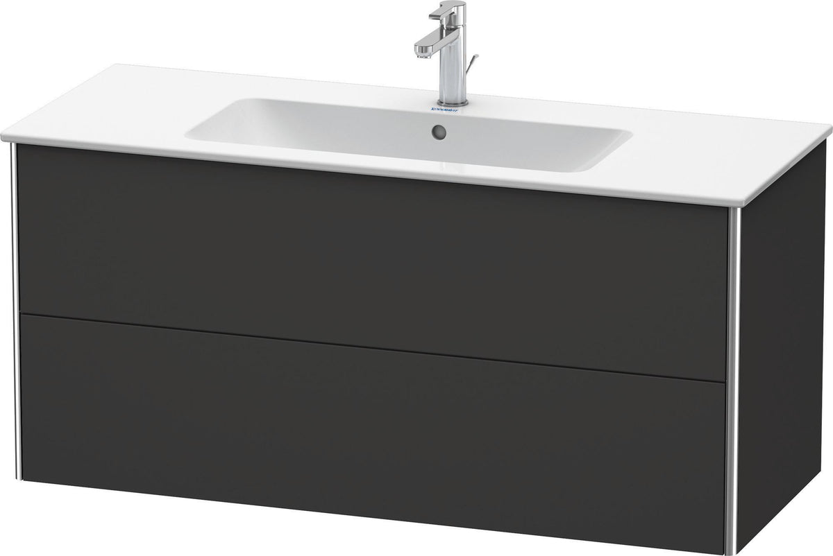 Duravit XSquare Waschtischunterbau 1210 mm, 2 Schubkästen, Graphit Matt – Wandhängend mit Tip-On
