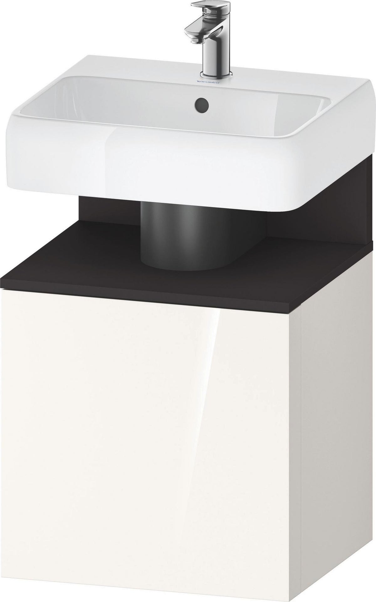 DURAVIT Qatego Waschtischunterbau 490 mm wandhängend, 1 Tür links, Weiß Matt mit Eiche Schwarz Nische