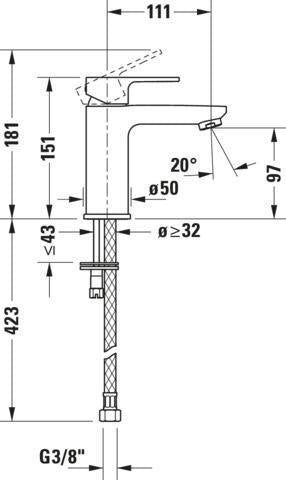 DURAVIT B.3 Einhebel-Waschtischmixer mit Zugstange, Keramikmischsystem, Chrom