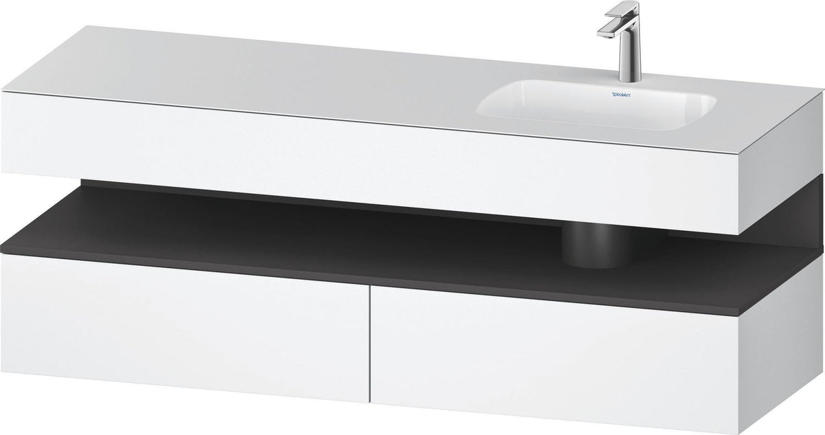 DURAVIT Qatego Einbauwaschtisch mit Konsolenwaschtischunterbau 1600 mm Weiß Matt