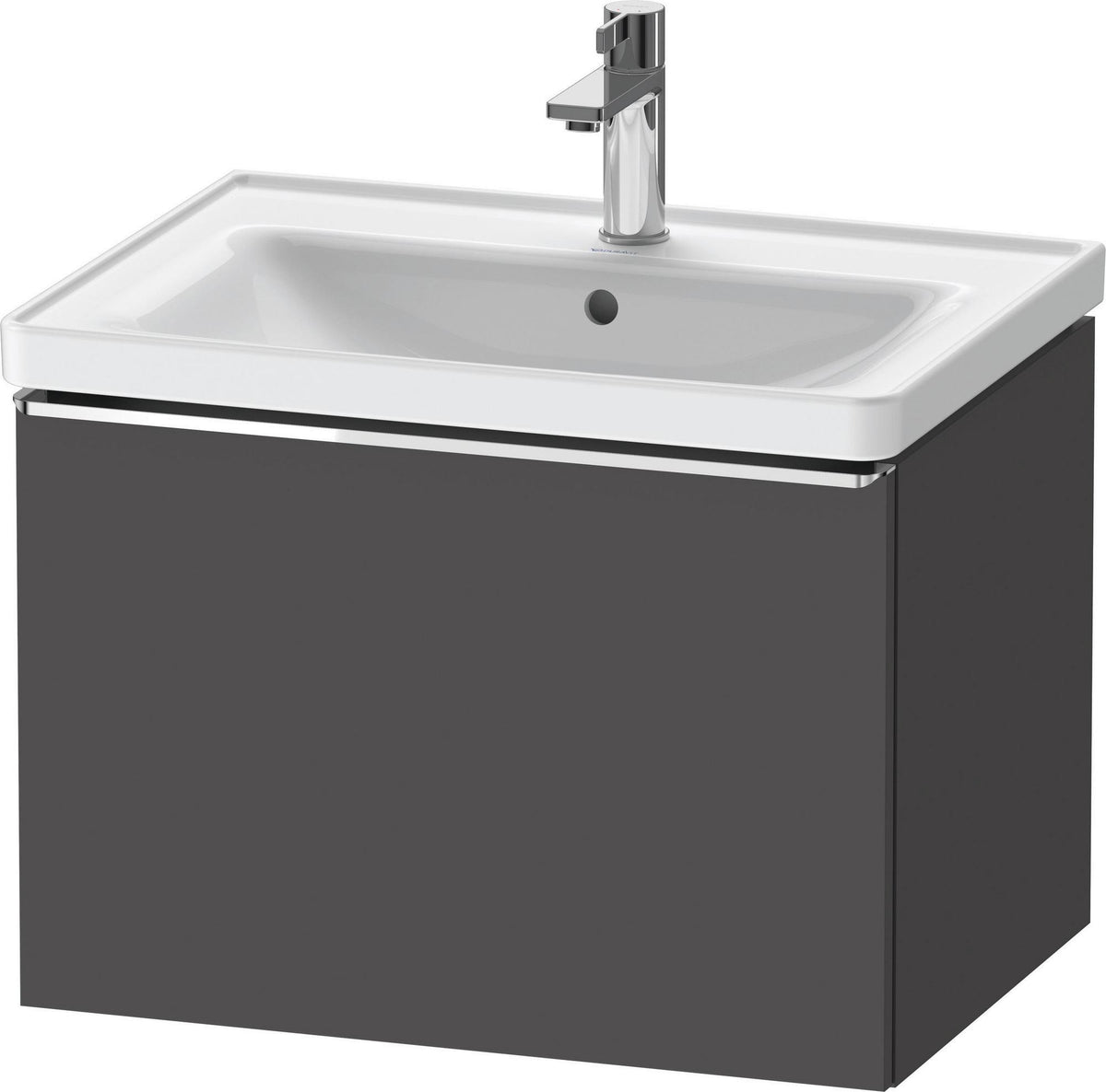 Duravit D-Neo Waschtischunterbau 634 mm betongrau matt mit Bronze-Griff und Soft-Close-Auszug