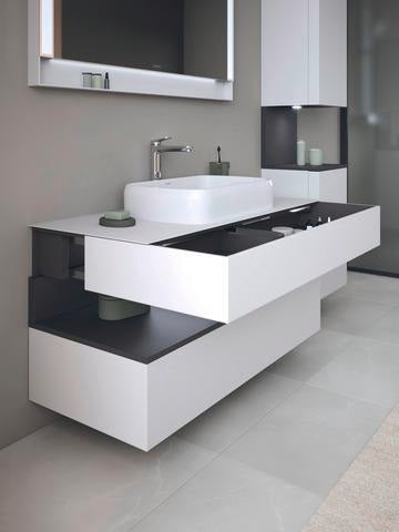DURAVIT Qatego Hochschrank 400 mm, 2 Türen, weiß Hochglanz, Eiche Schw. Matt