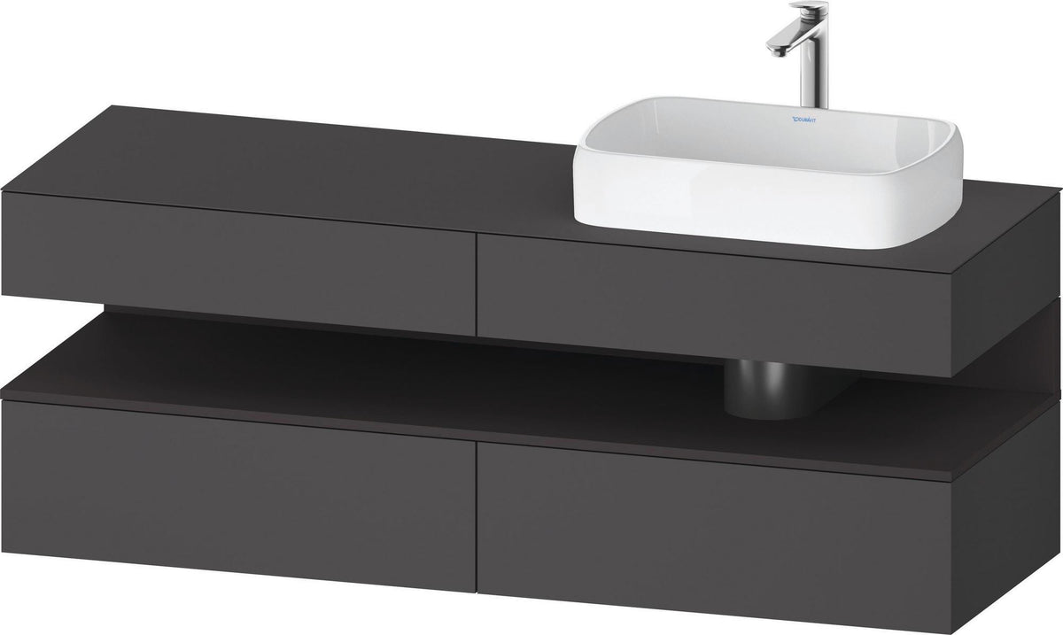 Duravit Qatego Konsolenwaschtischunterbau 1600 mm Weiß Hochglanz mit Eiche Schwarz Nische