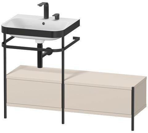 Duravit Waschtischset Happy D.2 Plus 1200x490mm Taupe Supermatt mit Hahnloch und Handtuchhalter