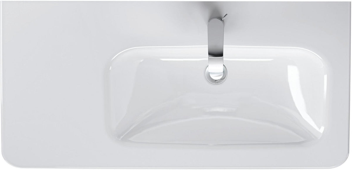 Duravit DuraStyle Möbelwaschtisch 800 mm mit Überlauf, Hahnlochbank und Becken rechts in Weiß