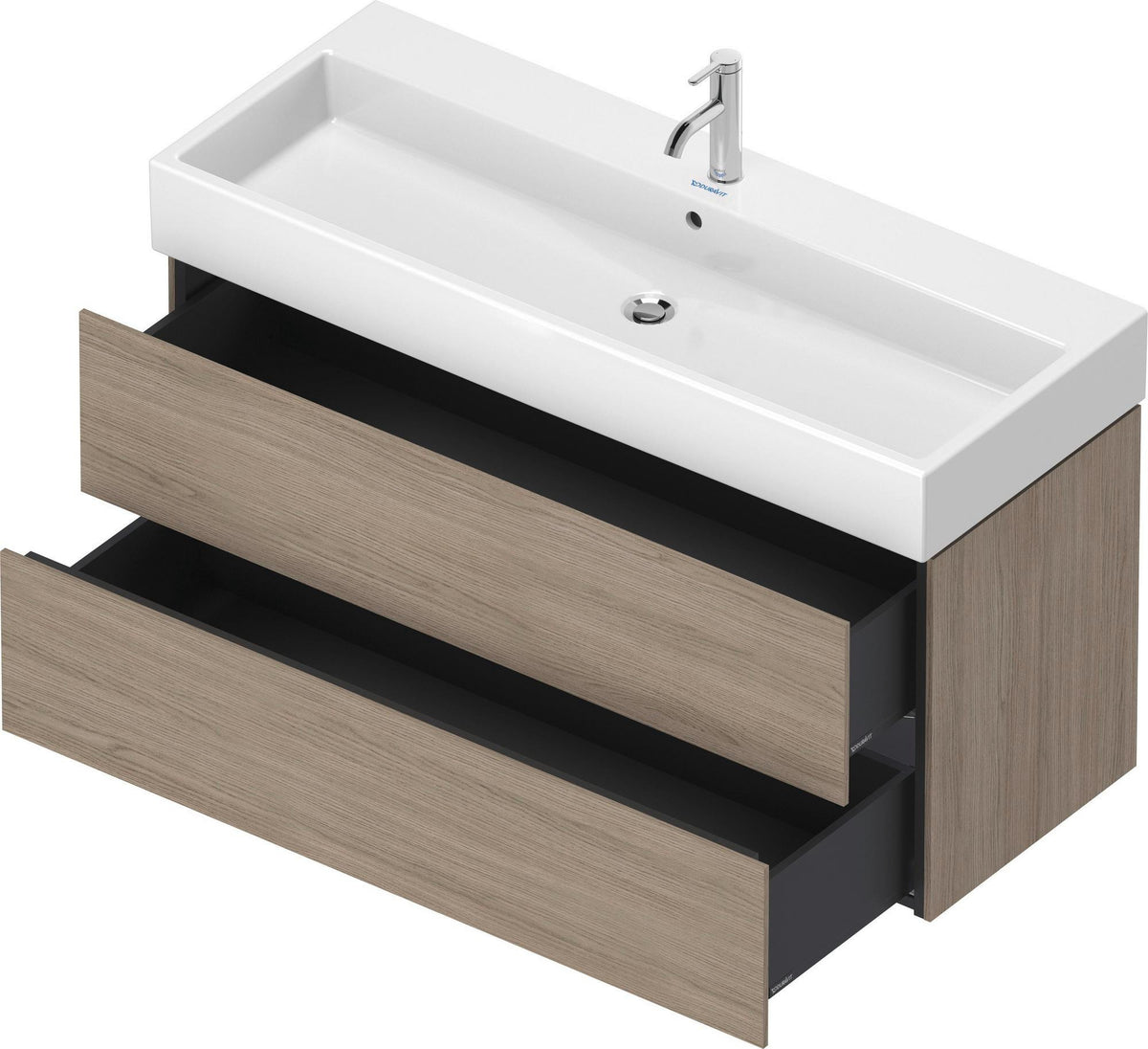 Duravit L-Cube Waschtischunterbau 1184 mm Amerikanisch Nussbaum mit 2 Schubkästen und Tip-On-Technik