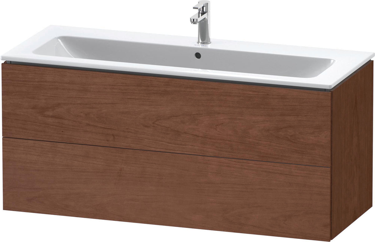 Duravit L-Cube Waschtischunterbau 1220 mm wandhängend in Amerikanisch Nussbaum mit 2 Schubkästen