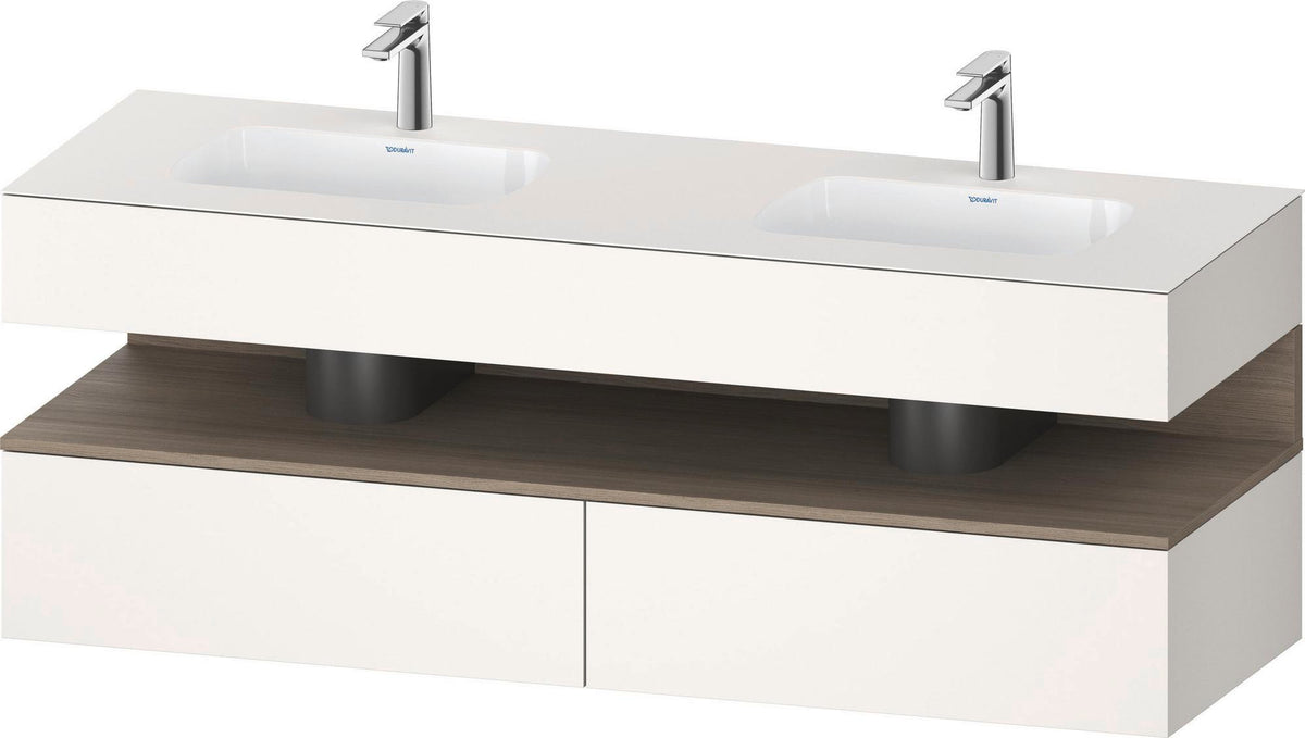 DURAVIT Qatego Einbauwaschtisch mit Konsolenwaschtischunterbau Eiche Terra & Weiß Matt 1600 mm