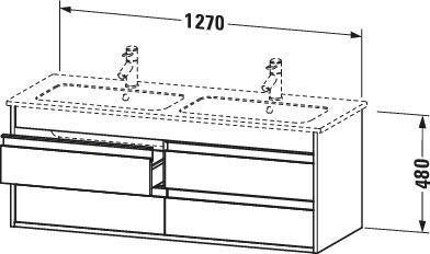 DURAVIT Ketho Waschtischunterbau 1270 mm, 4 Schubkästen, weiß matt, wandhängend, ME by Starck