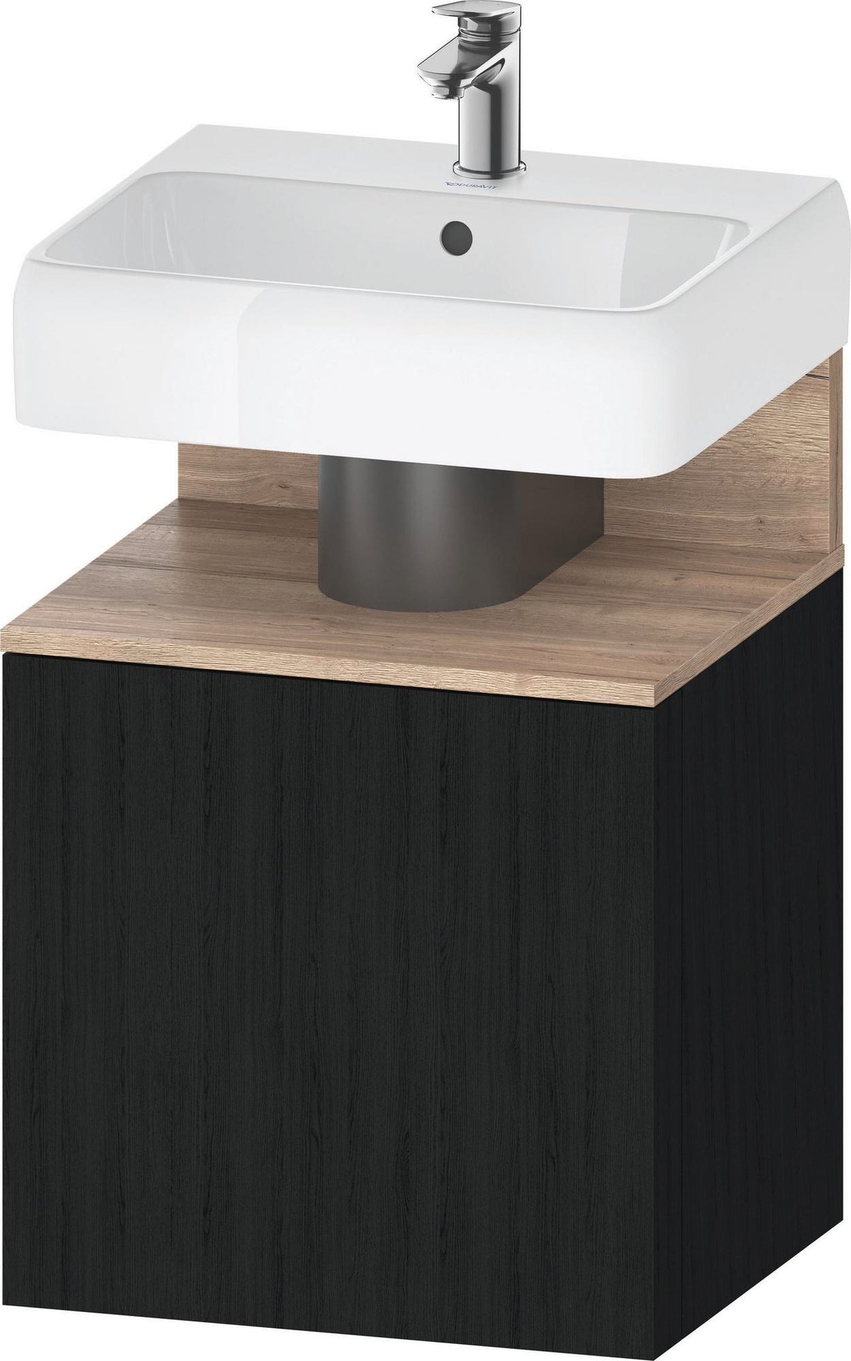 DURAVIT Qatego Waschtischunterbau 490 mm wandhängend, 1 Tür links, Weiß Matt mit Eiche Schwarz Nische