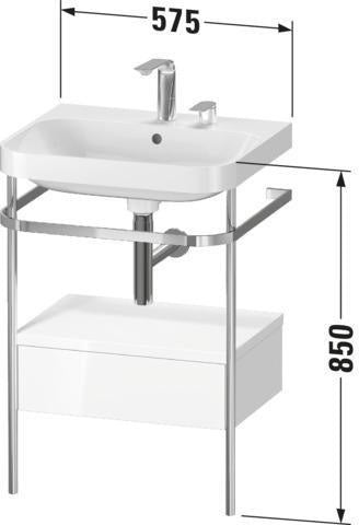 Duravit Waschtischset Happy D.2 Plus 575x490mm taupe supermatt mit Hahnloch