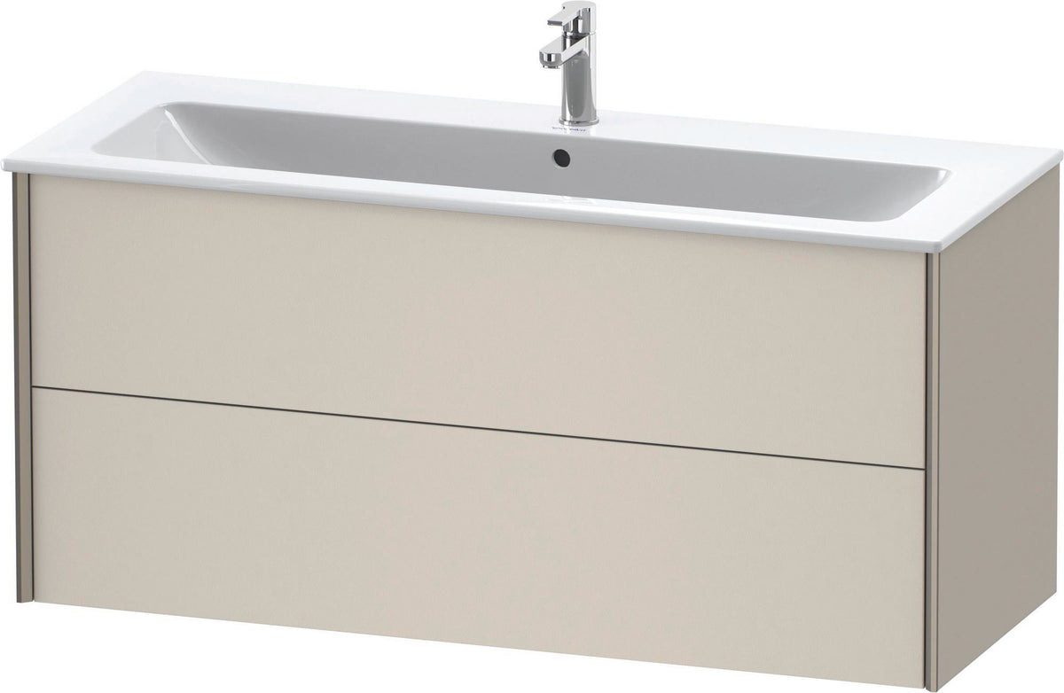 Duravit XViu Waschtischunterbau wandhängend 1210 mm, 2 Schubkästen, champagner matt/weiß matt