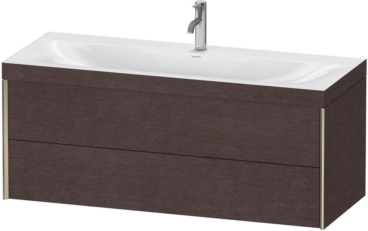 Duravit XViu c-bonded Waschtischunterbauset 1200 mm, 2 Schubkästen, champagner matt/eiche dunkel