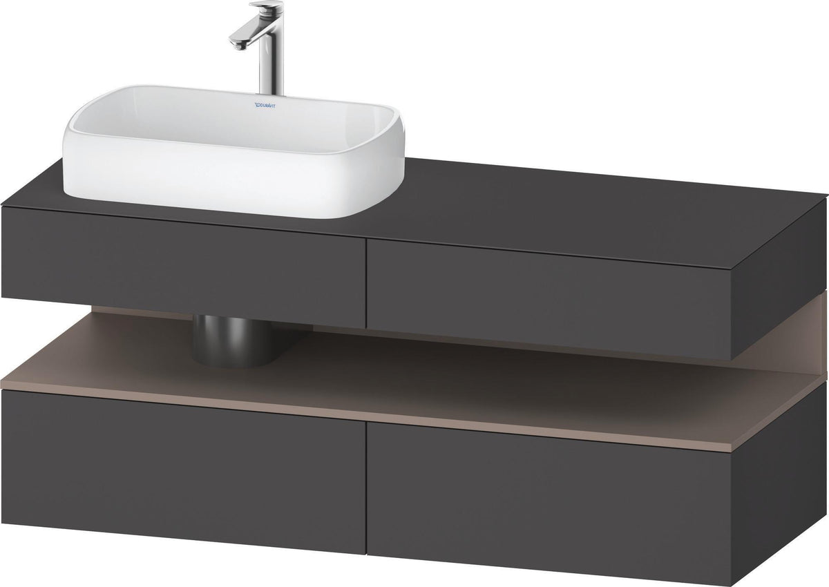 DURAVIT Qatego Studio F. A. Porsche Konsolenwaschtischunterbau 1400 mm Weiß Matt mit LED-Nischenbeleuchtung
