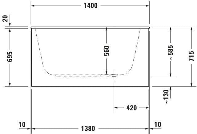 DURAVIT DuraStyle Rechteck-Badewanne 1400x800mm weiß Acryl Einbauwanne