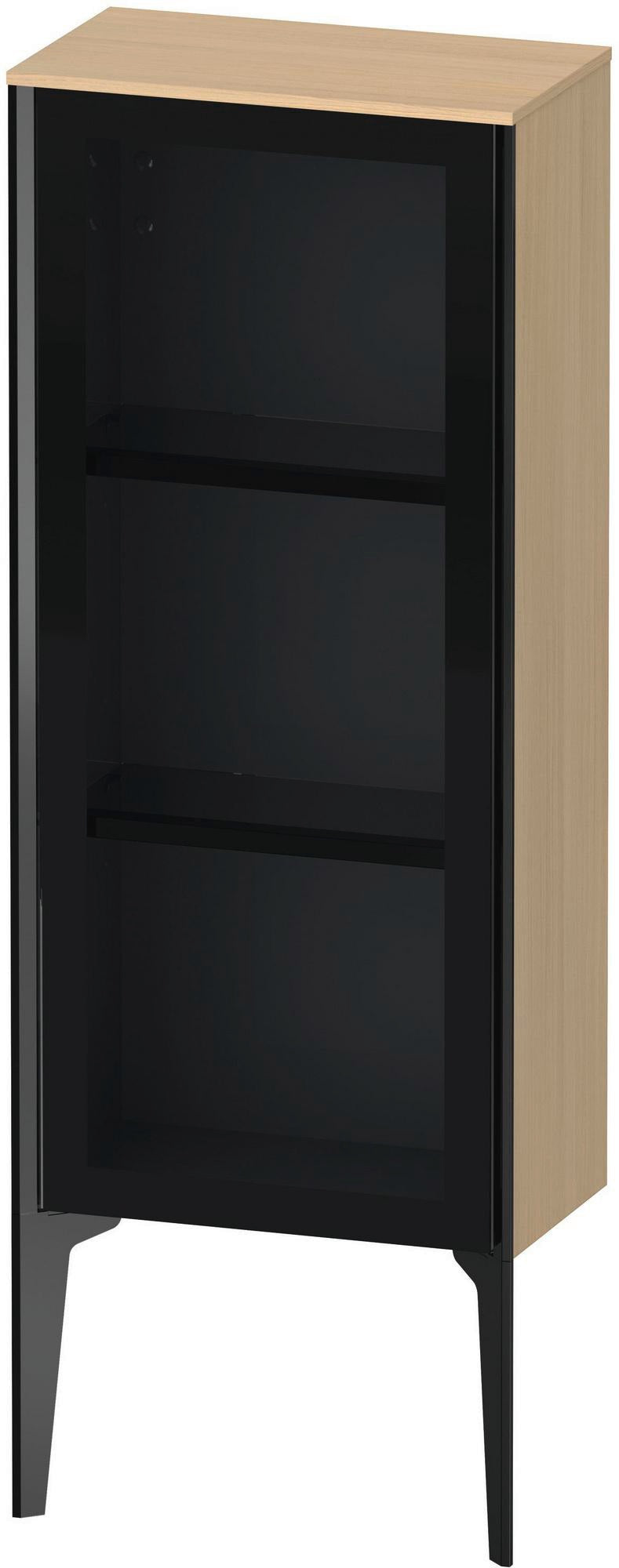 DURAVIT XViu Halbhochschrank mit Glastür 890 mm, rechts, matt Nussbaum – Tip-on & Soft-Close