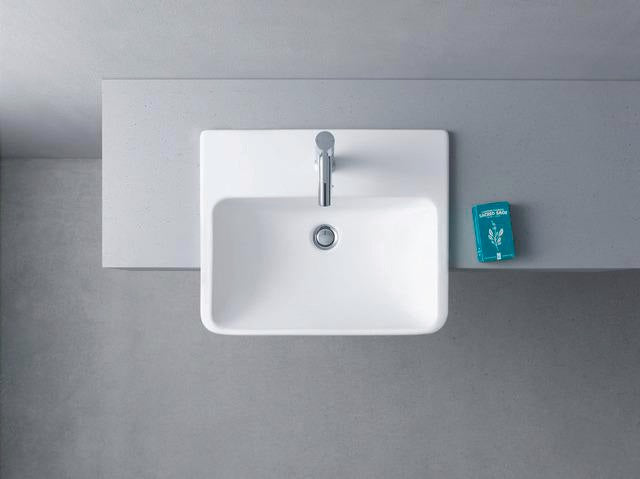 DURAVIT ME by Starck Halbeinbau-Waschtisch 550 mm mit Überlauf, 1 Hahnloch, weiß seidenmatt