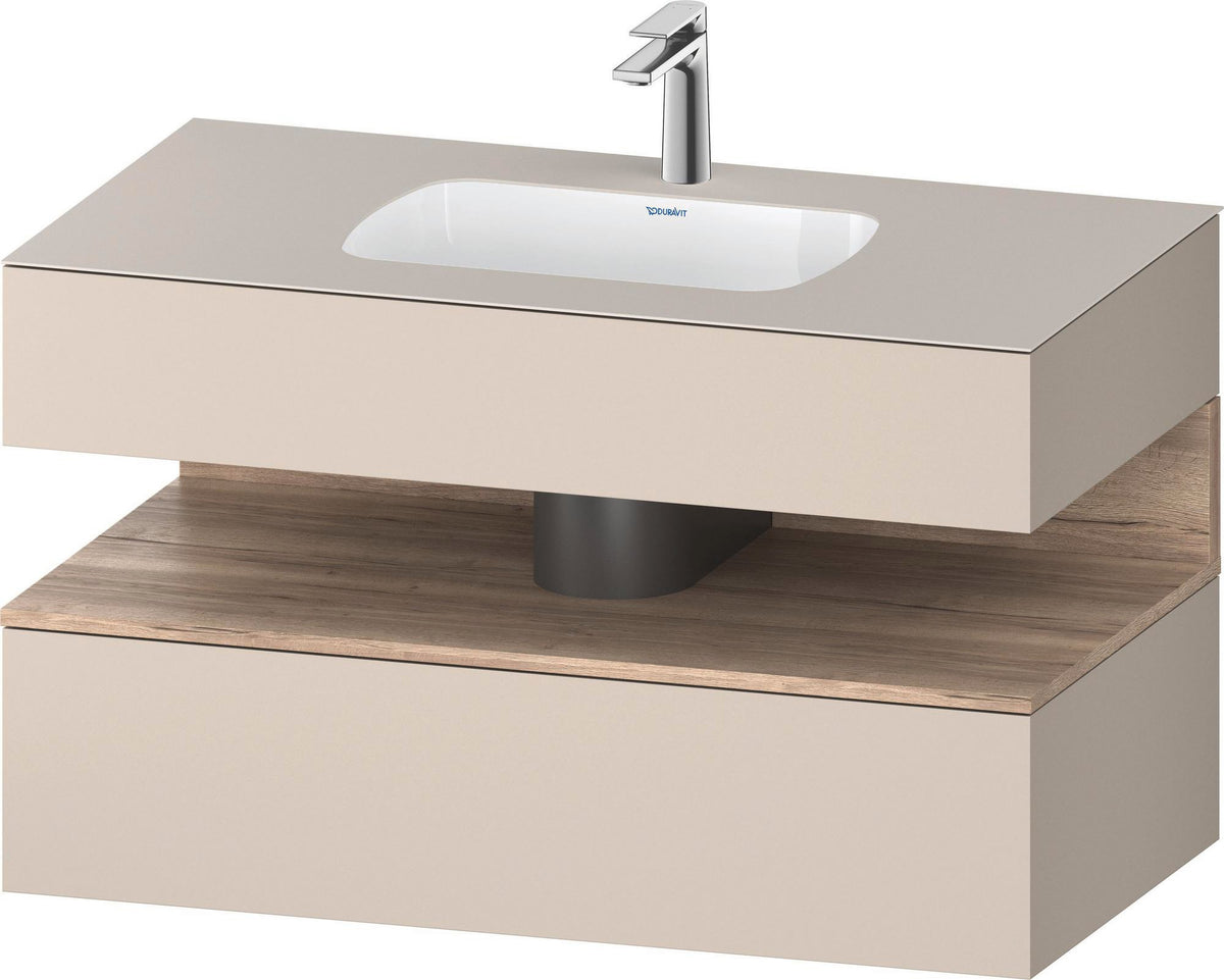 DURAVIT Qatego Einbauwaschtisch mit Konsolenwaschtischunterbau 1000 mm, 1 Auszug, antibakteriell