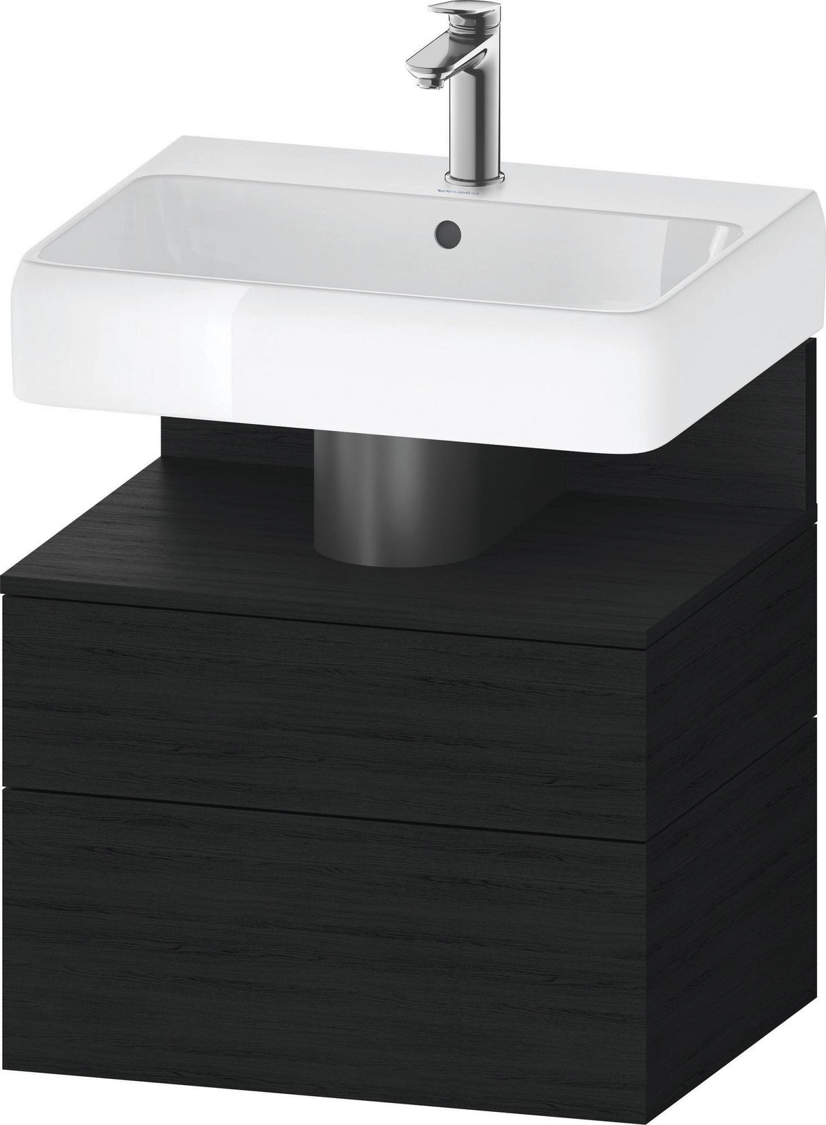 DURAVIT Qatego Waschtischunterbau 590 mm wandhängend, 1 Auszug, weiß Hochglanz, Nische Eiche Schwarz