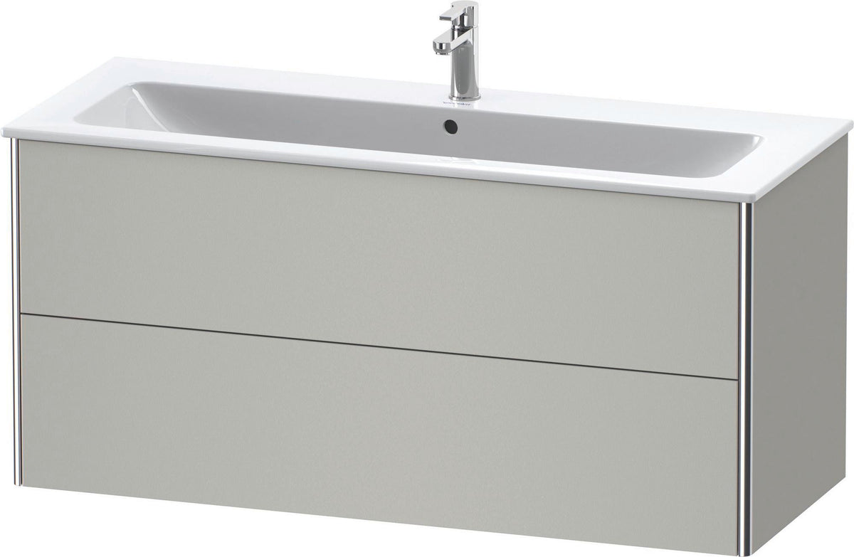 DURAVIT XSquare Waschtischunterbau betongrau matt, 2 Schubkästen, 1210 mm – wandhängend mit Tip-On