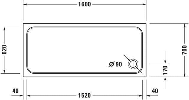 DURAVIT D-Code Duschwanne 1000x700 mm Weiß Sanitäracryl rechteckig