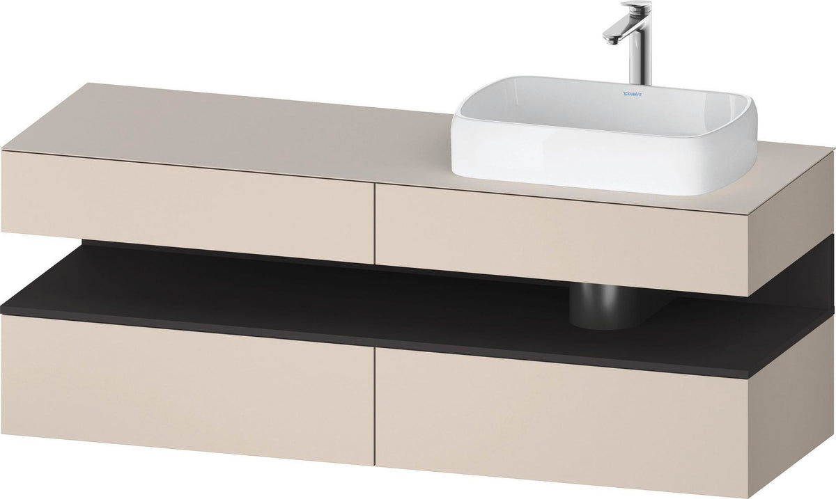 Duravit Qatego Konsolenwaschtischunterbau 1600 mm Weiß Hochglanz mit Eiche Schwarz Nische