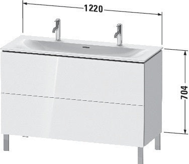 Duravit L-Cube Waschtischunterbau 1220 mm weiß matt – 2 Auszüge, Tip-On, bodenstehend