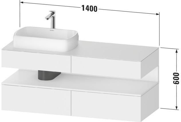 Duravit Qatego Konsolenwaschtischunterbau 1400 mm Weiß Matt mit Eiche Terra Nische und Tip-On Technik