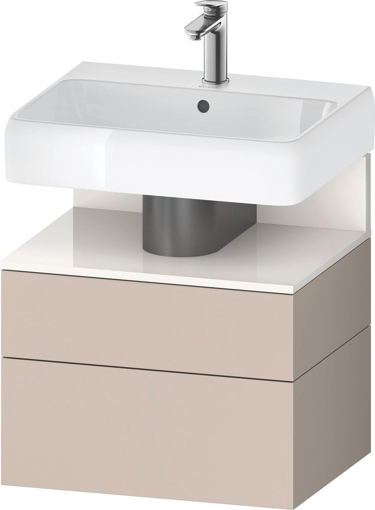 DURAVIT Qatego Waschtischunterbau 590 mm wandhängend, 1 Auszug, weiß Hochglanz, Nische Eiche Schwarz