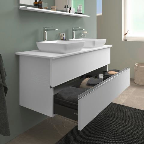 DURAVIT Sivida Spiegelablage 1280x115x35 mm – Chrom/Weiß Matt, inkl. Befestigungsmaterial