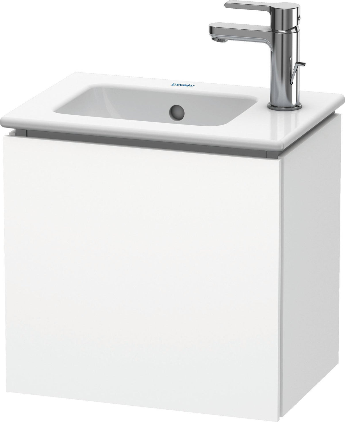 Duravit L-Cube Waschtischunterbau 420 mm wandhängend, 1 Tür links, weiß supermatt – für ME by Starck